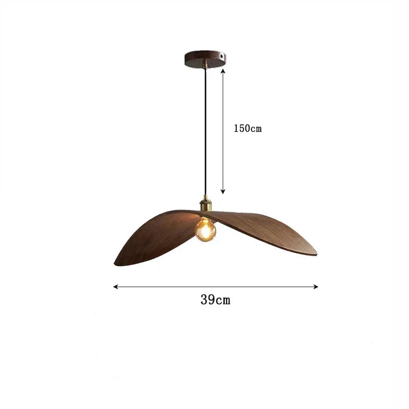 Modern Walnut Wood Pendant Light – Sculptural Minimalist Hanging Lamp