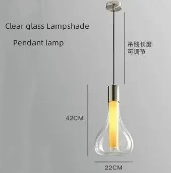 Nordic Glass Pendant Light LED Hanging Lamp Minimalist Bedroom Living Room Lighting
