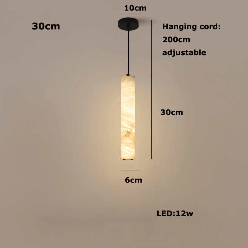 Modern Marble Tube Pendant Light – Minimalist LED Hanging Lamp for Dining Room & Kitchen Island