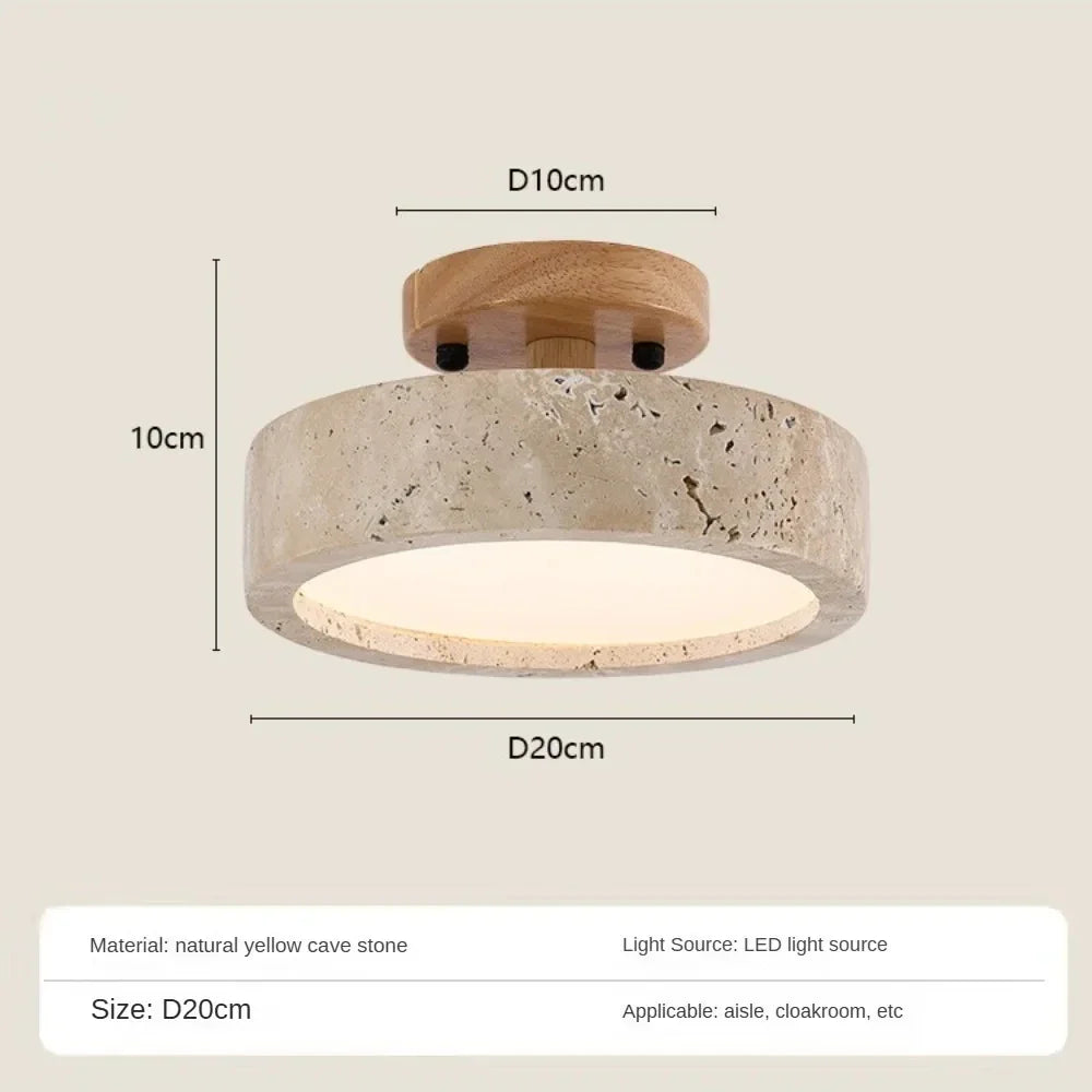 Retro Balcony LED Ceiling Lamp Dressing Room Entrance Hall Corridor Yellow Cave Stones High-end Chandelier Home Lighting Fixture