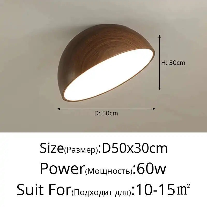 Walnut LED Ceiling Light Retro Full Spectrum Eye Protection Bedroom Lamp Entrance Foyer Corridor Lighting Fixture New Chandelier