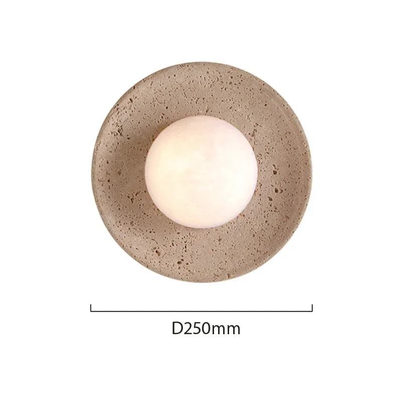 Wabi-Sabi Travertine Wall Light – Natural Stone LED Sconce for Bedroom, Hallway & Living Room