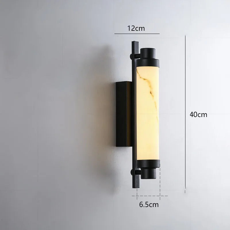 Modern Marble Effect LED Wall Light – Slim Vertical Art Deco Sconce