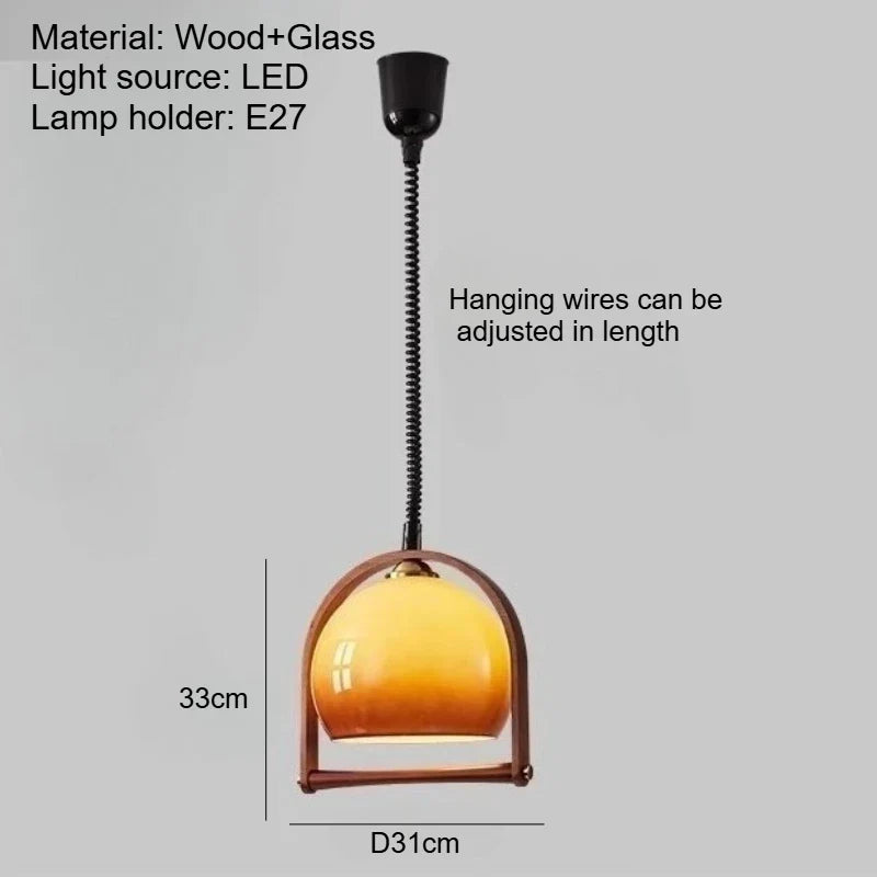 Modern Orange Glass Pendant Light – Retro Hanging Ceiling Lamp