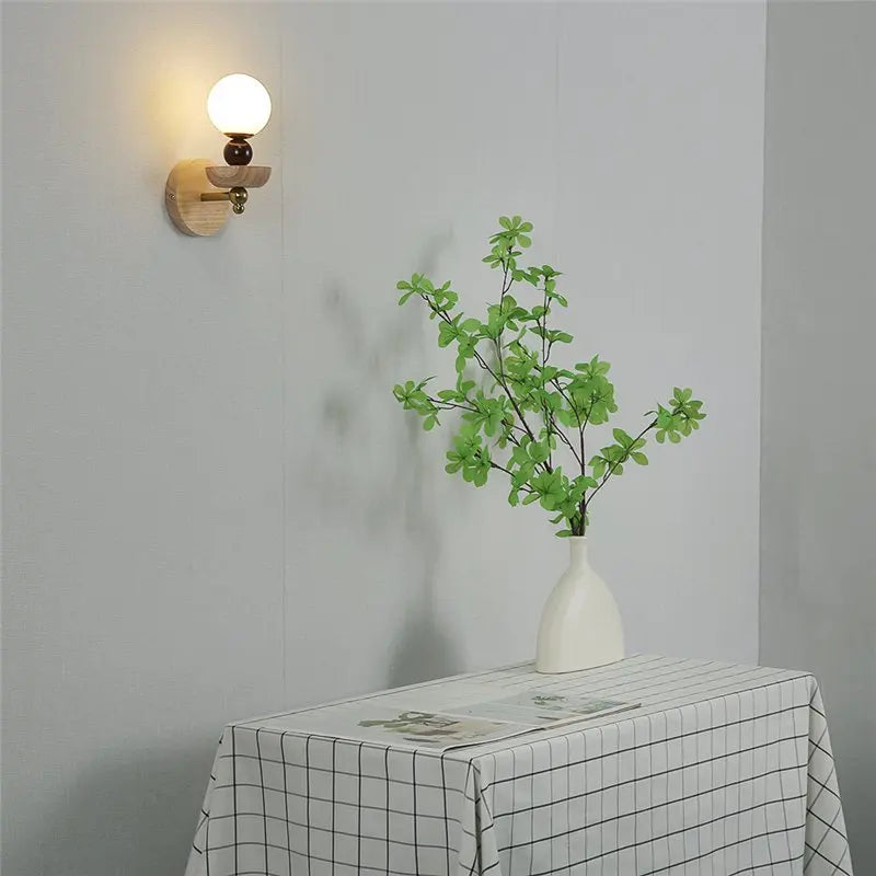 Wooden Glass Iron Art Wall Lamps Nordic Living Room Bedhead Corridor Balcony Decoration Lighting Fixtures Equipped with G9 Bulbs
