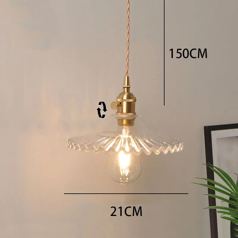 Brass glass chandelier Nordic vintage B&B bar Restaurant Bedside lamp Creative personality cafe bedroom lamp