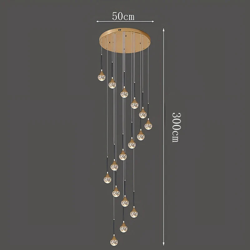 Nordic crystal lamps home decor Chandelier Glass ball living dining room Staircase Duplex indoor High-rise Ceiling Pendant light