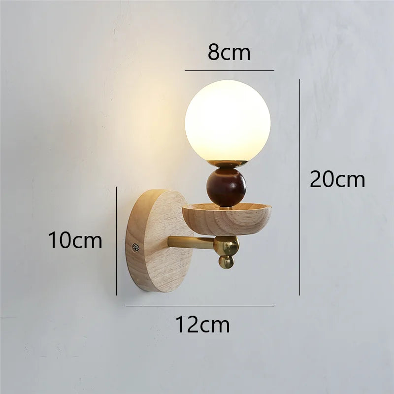 Wooden Glass Iron Art Wall Lamps Nordic Living Room Bedhead Corridor Balcony Decoration Lighting Fixtures Equipped with G9 Bulbs
