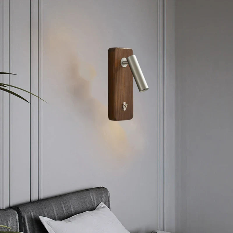 Modern Wood & Brass Wall Light – Adjustable Reading Sconce