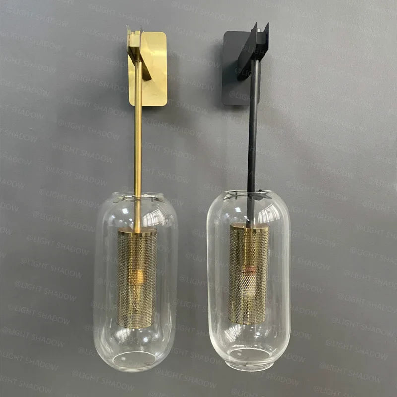 Modern wall sconce light fixture glass bedside hotel bathroom background lamp corridor luminaire home decoration lighting gold