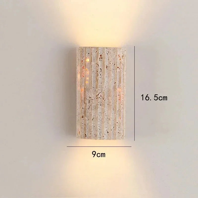 Wabi-Sabi Cave Stone Wall Light – Semi-Cylinder LED Sconce for Bedroom & Hallway