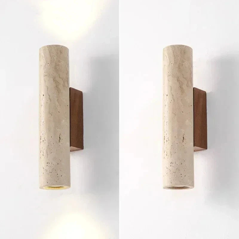 Wabi Sabi Yellow Marble Wall Lamp Led Bedside Japan Bedroom Living Room Wall Light Travertine Stair Corridor Decor Sconce