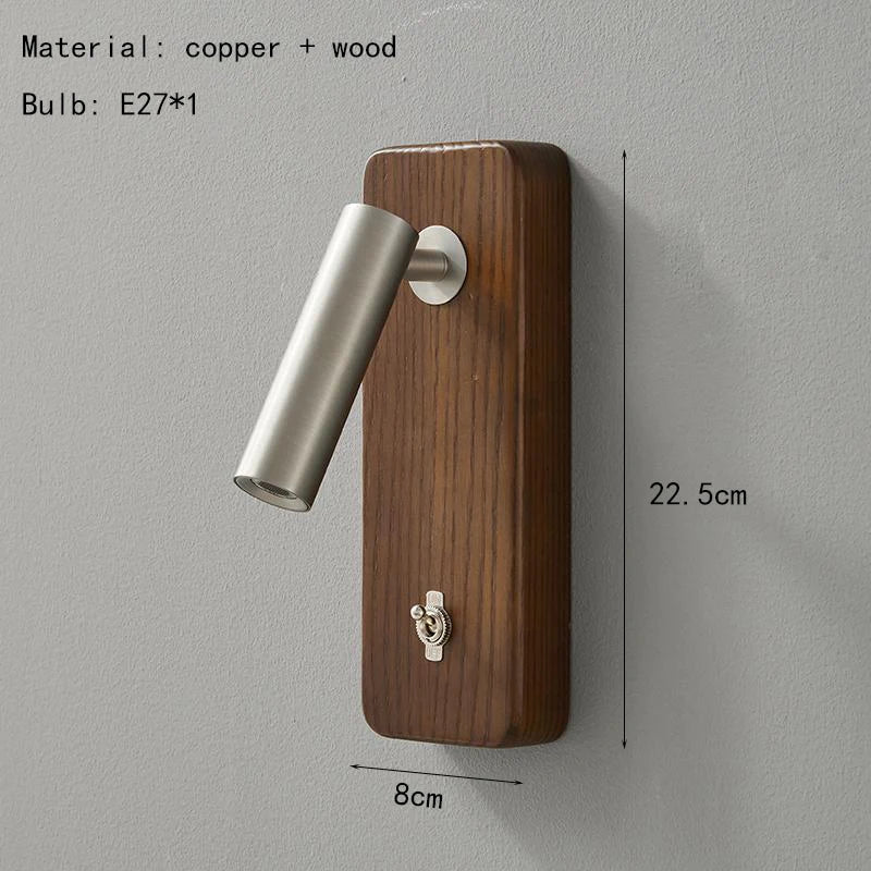 Modern Wood & Brass Wall Light – Adjustable Reading Sconce