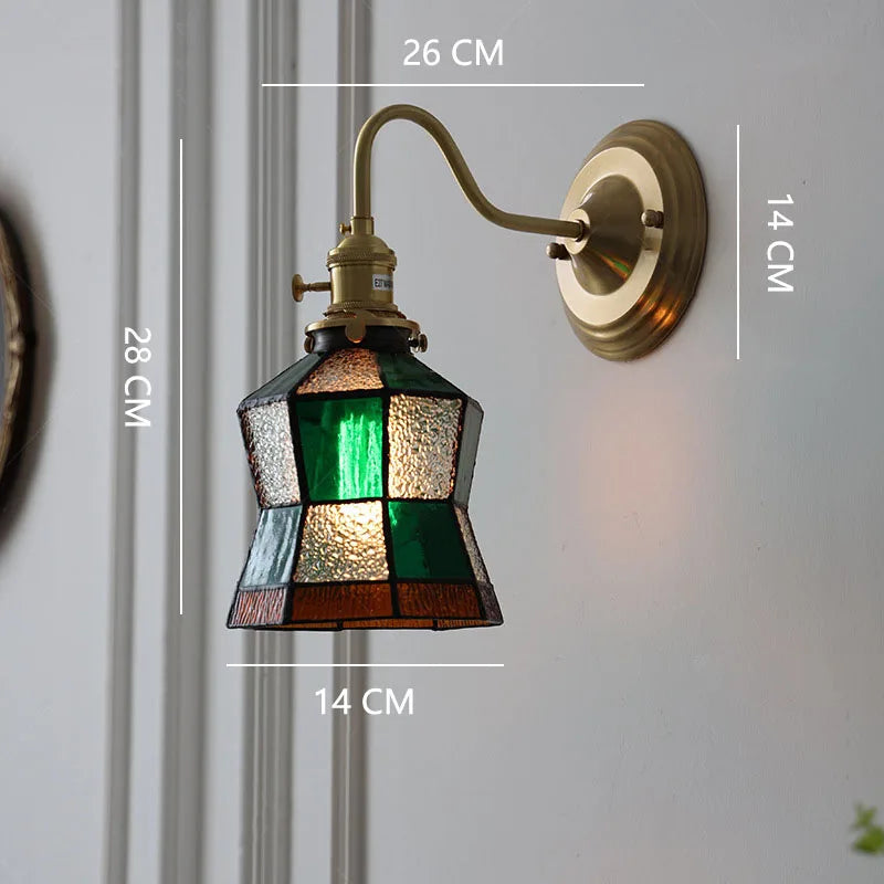Bedroom headboard Tiffany living room background wall light light luxury Nordic American retro corridor corridor all copper wall
