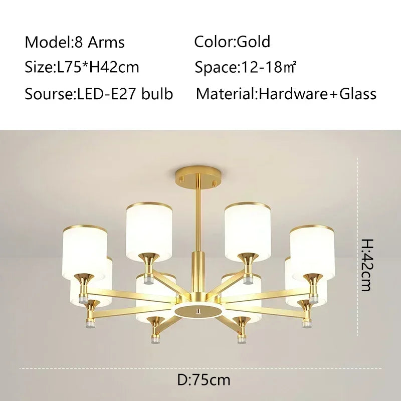 New Chinese Style Simple Chandelier Living Room Classical Restaurant Bedroom Trichromatic Pendant Lamp Retro Home Decor Lighting