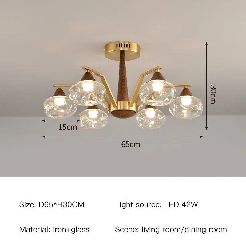 French Medieval Creative Retro Glass Pendant Lamp Living Room Bedroom Restaurant Kitchen LED Chandelier Indoor Decor Lighting