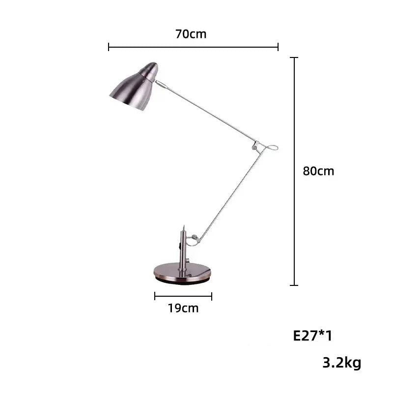 Nordic Simple Metal Folding Long Arm Desk Lamp Living Room Bedroom Bedside Study Luxury Intelligent Eye Protection Reading Light