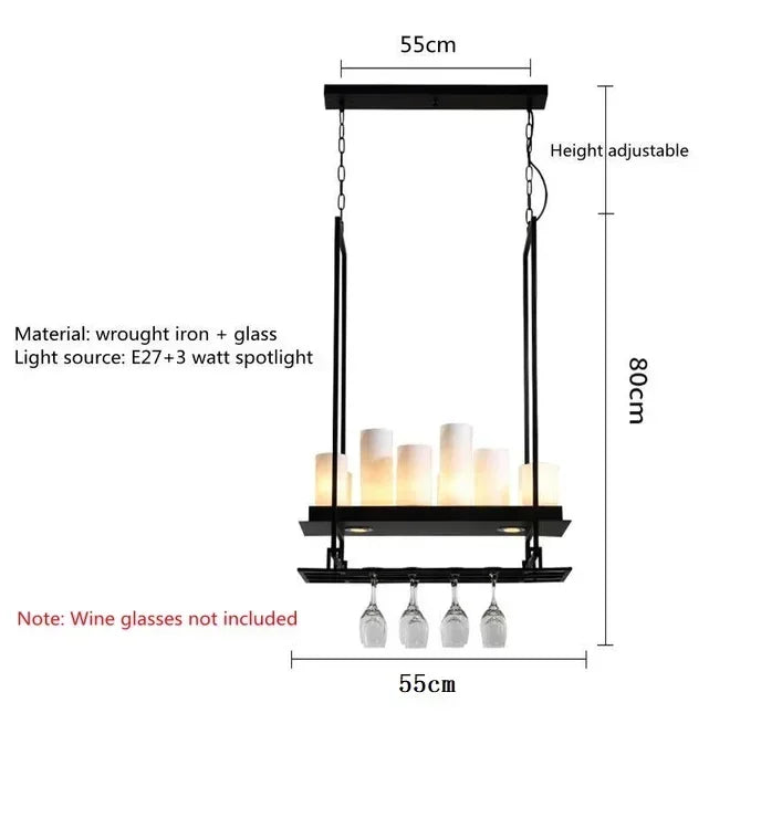 American Style Iron Art Retro Glass Candle Chandeliers Living Room Restaurant  Kitchen Led Pendant Lamp Bar Lighting Decorative