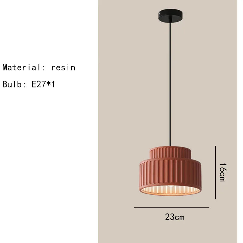 Modern Ribbed Pendant Light – Textured Resin Ceiling Lamp