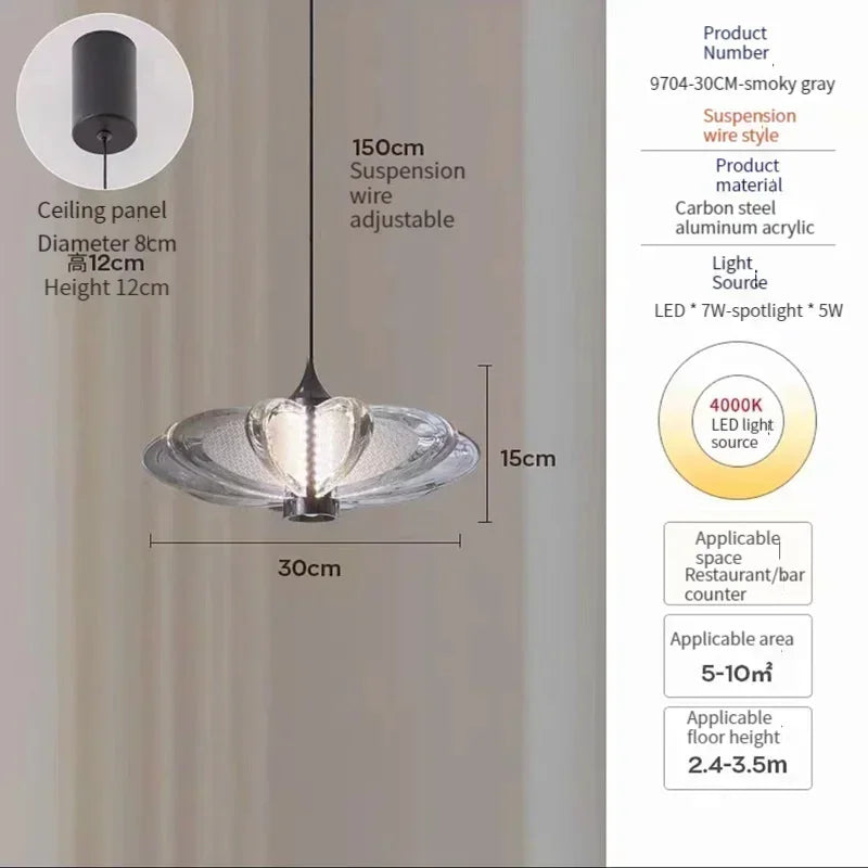 Modern Petal Crystal Chandelier LED – Artistic Minimalist Ceiling Light for Dining Room & Bar