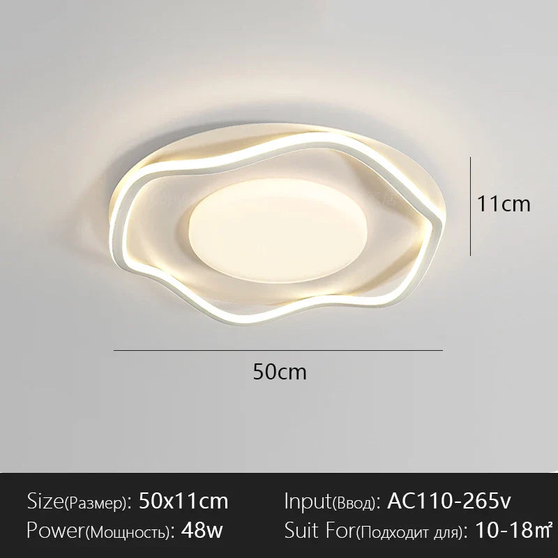 Modern Wave LED Ceiling Light – Dimmable Minimalist Flush Mount Lamp