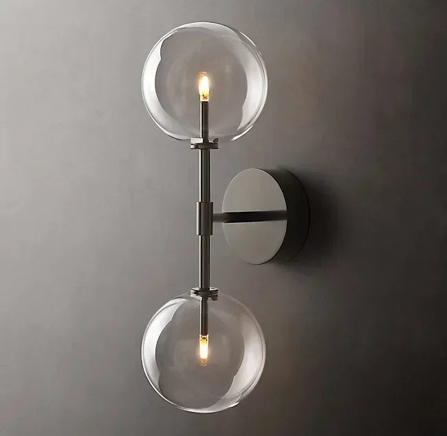 Nordic Ball Glass Wall Sconce American Retro Living Room Bedroom Wall Lamp for Home Aisle Kitchen Stairs Wall Decoration Light