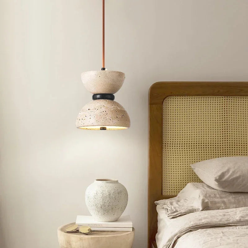 Led Pendant Lamp Bedroom Bedside Chandelier Stone Long Line Small Up And Down Light Japanese Style 110V220V For Home Dining Room