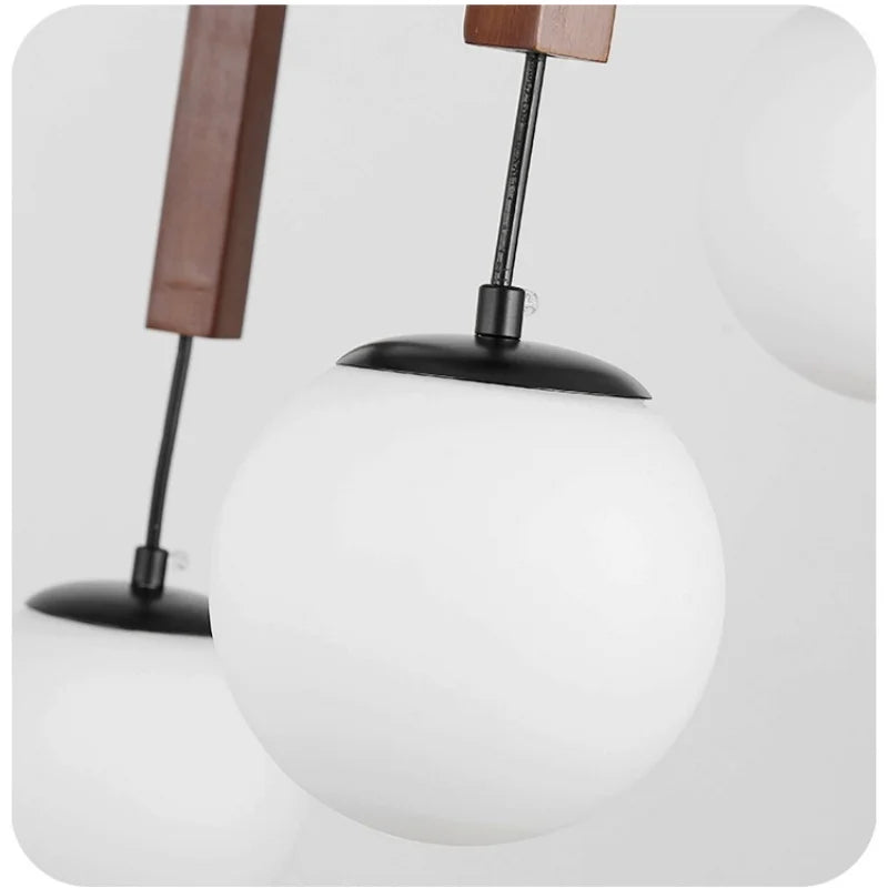 Medieval Simple Wooden Magic Bean LED Pendant Lamp Living Room Restaurant Bedroom Kitchen  Creative Chandelier Home Decor Light
