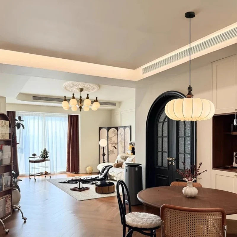 Japanese Style Fabric Pendant Light – Soft Lantern Ceiling Lamp