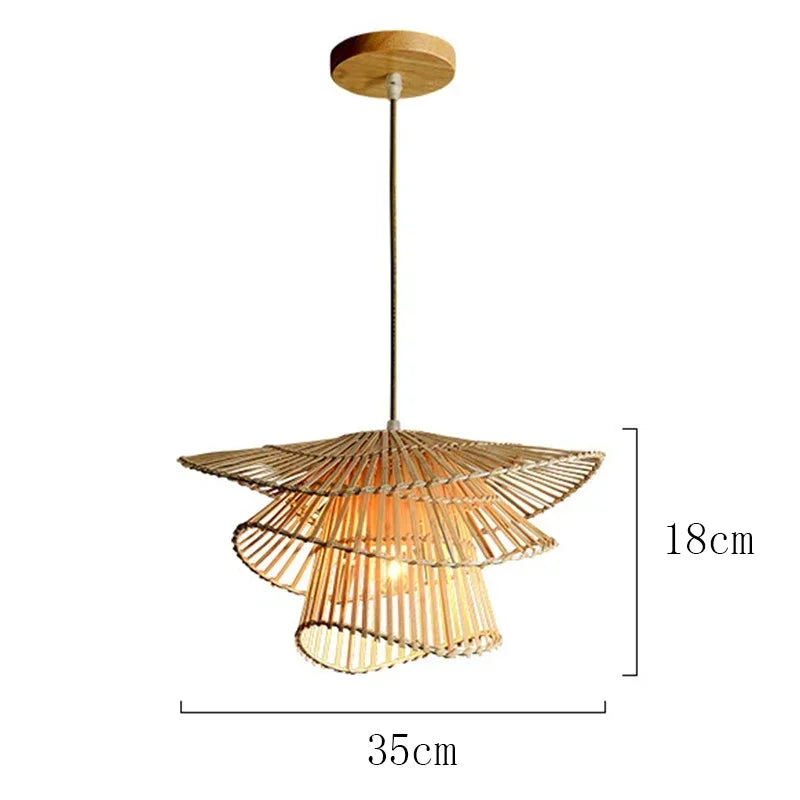 Modern Handmade Rattan Chandelier Creative Multi Story Restaurant Living Room Pendant Lamp Decor Bamboo Woven Lighting Fixtures