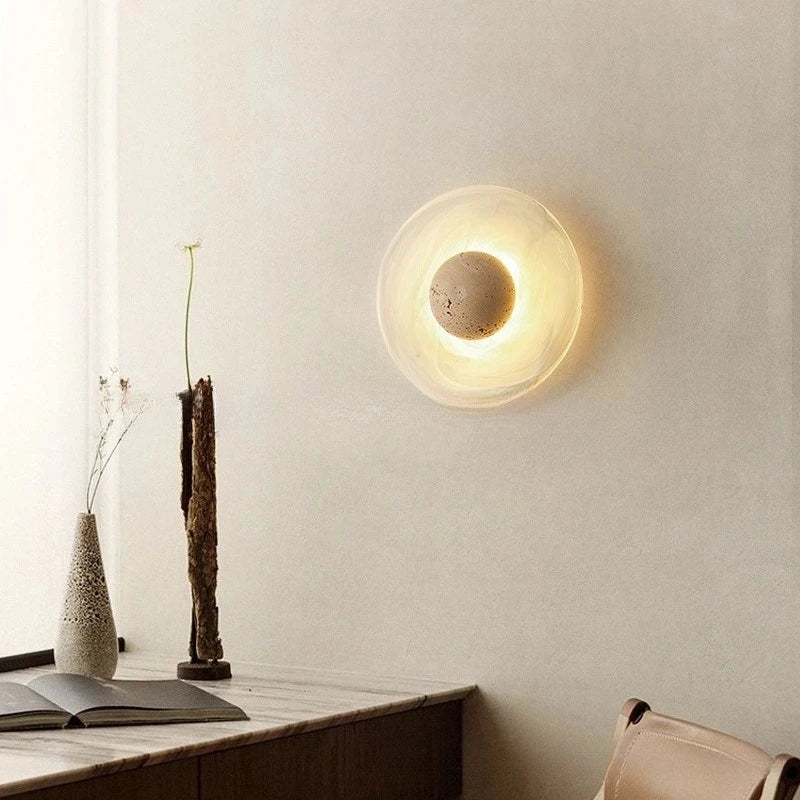 Yellow Cave Stone Wall Light – Wabi-Sabi Nordic LED Sconce for Bedroom & Living Room