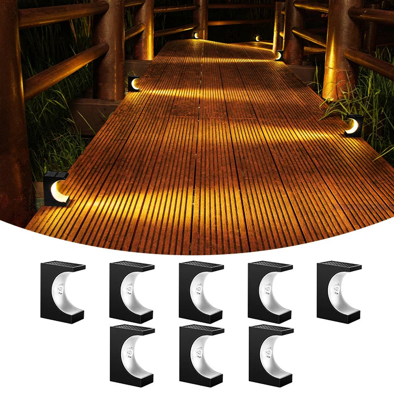 8/12Pcs Solar Step Lights Pathway Stair Outdoor Garden Lights Waterproof Balcony Lights Patio Deck Stair Fence Lights Decorative Landscape Lights