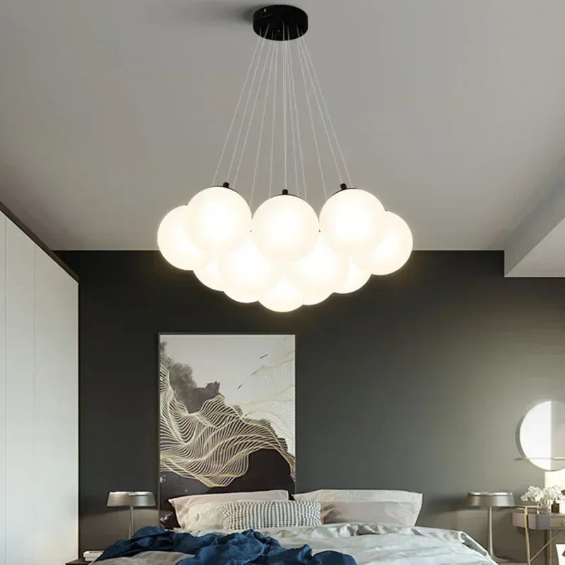 Luxury Glass Ball LED Chandelier – Modern Cloud Pendant Light
