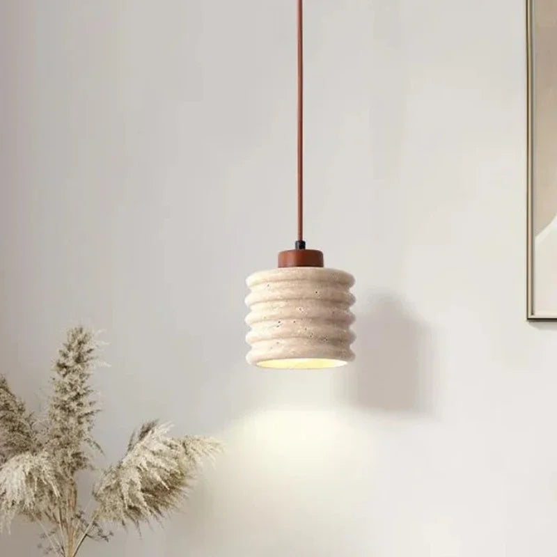 Nordic Stone & Wood Ceiling Light LED – Modern Minimalist Lamp for Bedroom, Dining & Foyer