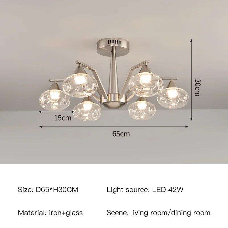 French Medieval Creative Retro Glass Pendant Lamp Living Room Bedroom Restaurant Kitchen LED Chandelier Indoor Decor Lighting