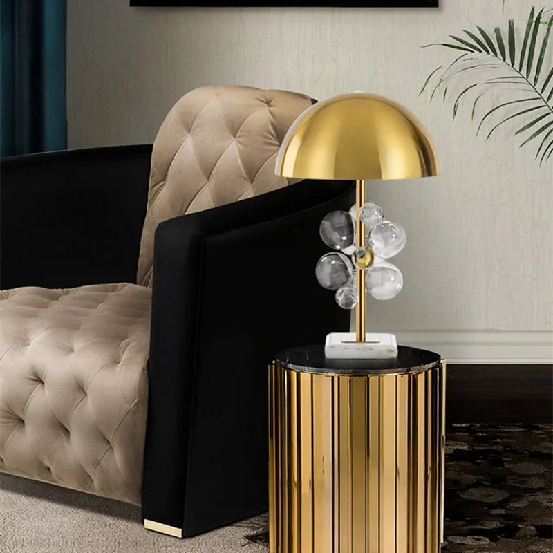 Italian Designer Mushroom Table Lamp – Colorful Glass Globe Accent Light