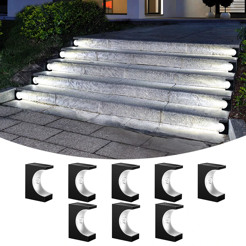 8/12Pcs Solar Step Lights Pathway Stair Outdoor Garden Lights Waterproof Balcony Lights Patio Deck Stair Fence Lights Decorative Landscape Lights