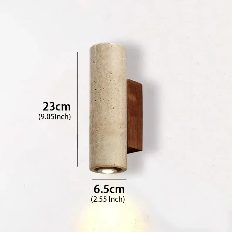 Wabi-Sabi Travertine Wall Light – Dual LED Stone Sconce for Bedroom, Hallway & Living Room