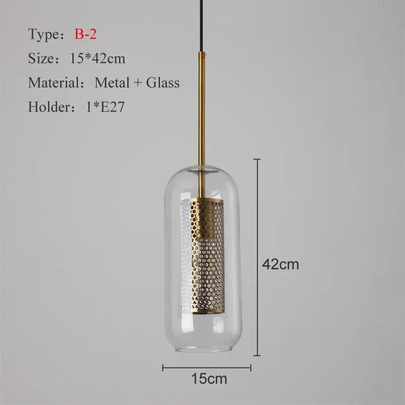 Modern Glass Mesh Pendant Light – Scandinavian Art Deco Hanging Lamp