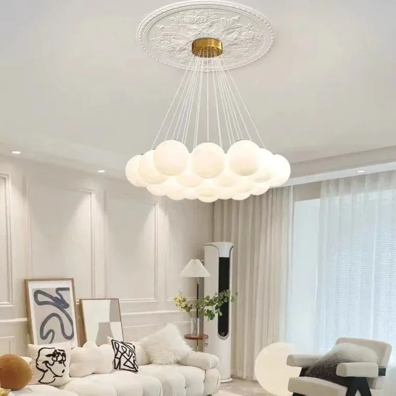 Luxury Glass Ball LED Chandelier – Modern Cloud Pendant Light