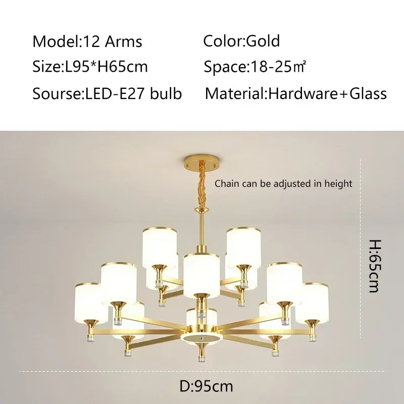 New Chinese Style Simple Chandelier Living Room Classical Restaurant Bedroom Trichromatic Pendant Lamp Retro Home Decor Lighting