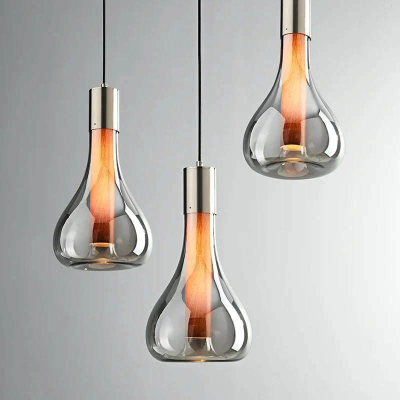 Nordic Glass Pendant Light LED Hanging Lamp Minimalist Bedroom Living Room Lighting