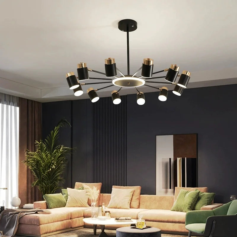 Nordic Creative Rotating LED Chandelier Living Room Restaurant Bedroom Kitchen Hotel 3 Dimmable Chandelier Indoor Lighting Decor