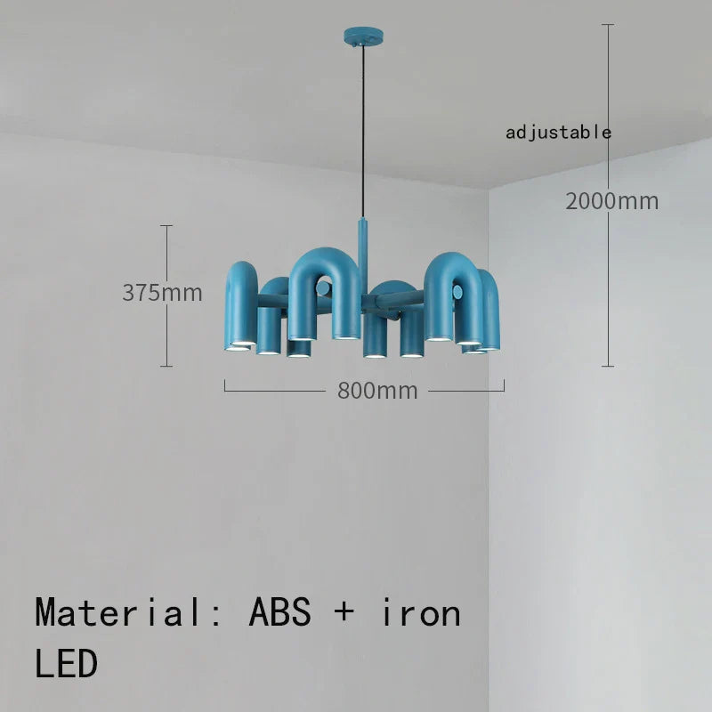 Modern Sculptural Chandelier – Black Pipe LED Ceiling Light
