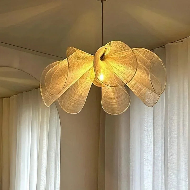 New Chinese Style Handmade Chandelier Restaurant Hotel Banquet Hall Fabric Pendant Lamp Homestay Zen Tea Room Lighting Fixture