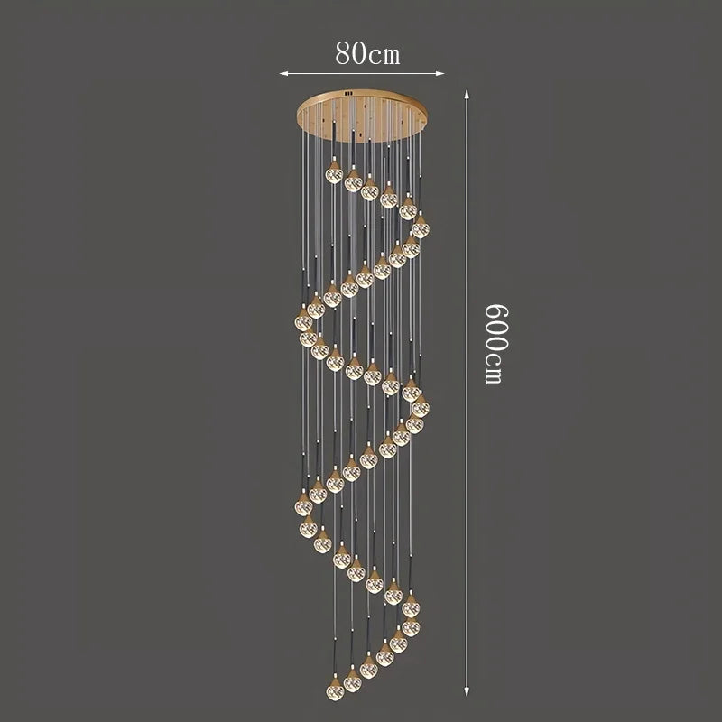 Nordic crystal lamps home decor Chandelier Glass ball living dining room Staircase Duplex indoor High-rise Ceiling Pendant light