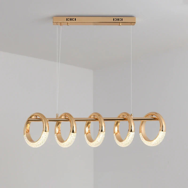Nordic Designer Gold Ring LED Pendant Chandeliers House Decor Lighting Fixture Living Room Ceiling Hanging Lamp Circle Lustre