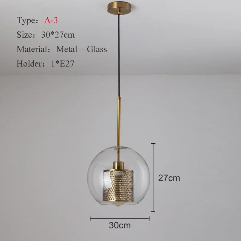 Modern Glass Mesh Pendant Light – Scandinavian Art Deco Hanging Lamp