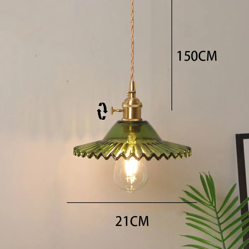 Brass glass chandelier Nordic vintage B&B bar Restaurant Bedside lamp Creative personality cafe bedroom lamp
