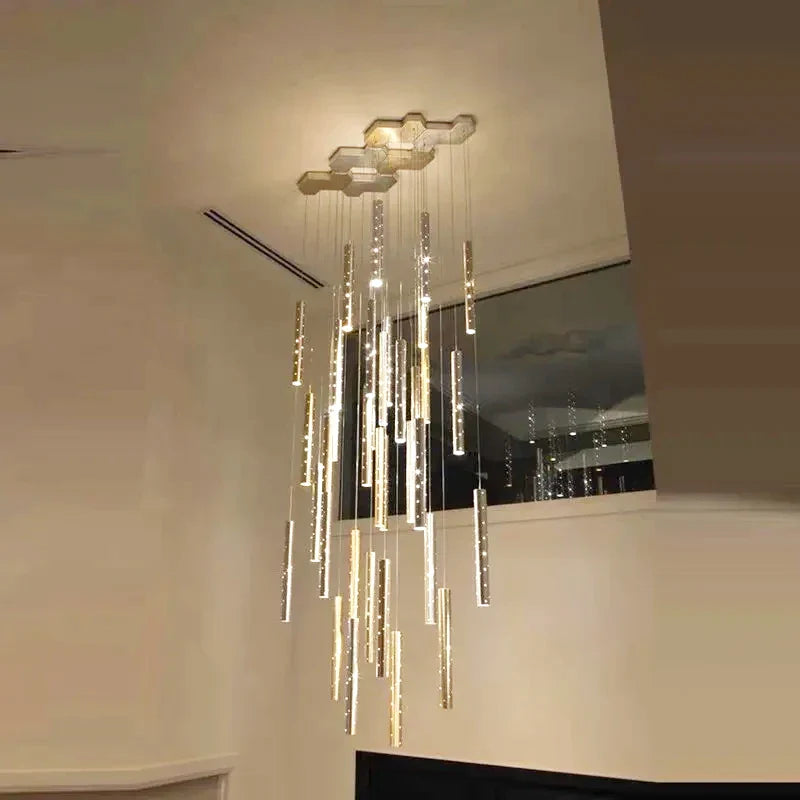 Modern Gold/Silver Cylindrical Lampshade LED Ceiling Chandelier Lighting,Living Dining Room Restaurant Combinable Decoration